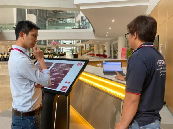 Interactive Kiosk for Asia School of Business – Floorstanding Kiosk 43″ and Horizontal Kiosk 43