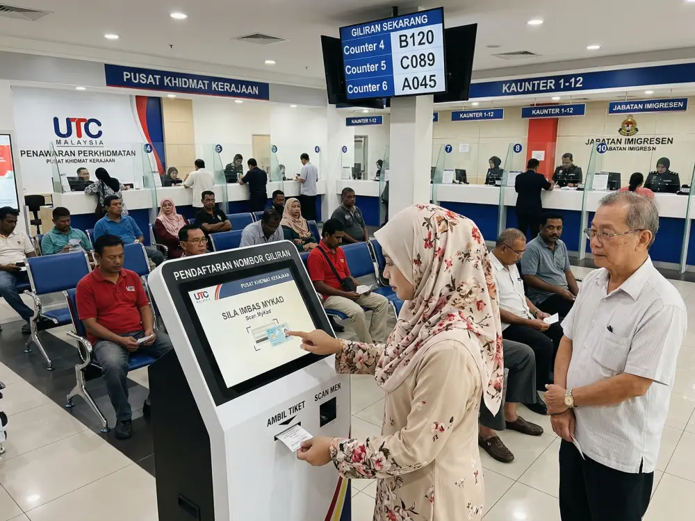 Interactive kiosk Malaysia government queue management self-service — Arvia Solutions