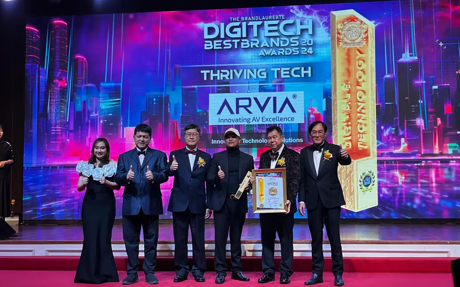 Arvia Solutions receiving BrandLaureate Best Brands Award 2024 for brand excellence in Smart AV technology