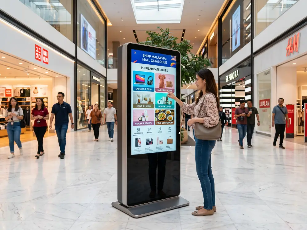 Interactive kiosk Malaysia product catalogue self-service retail — Arvia Solutions