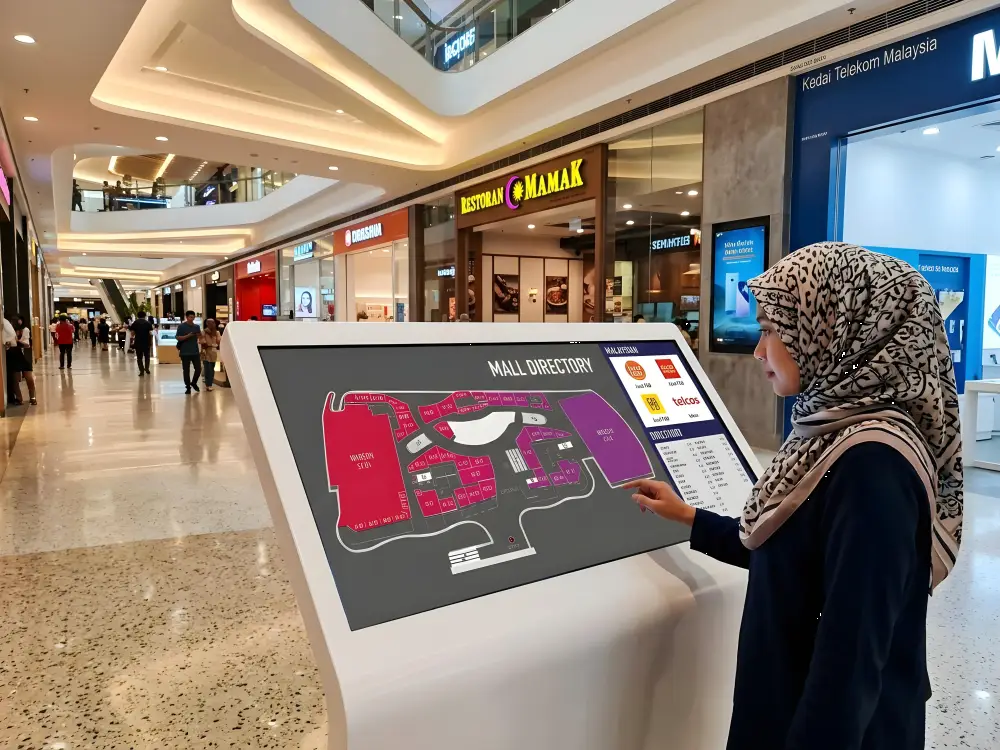 Interactive kiosk Malaysia shopping mall wayfinding retail — Arvia Solutions 