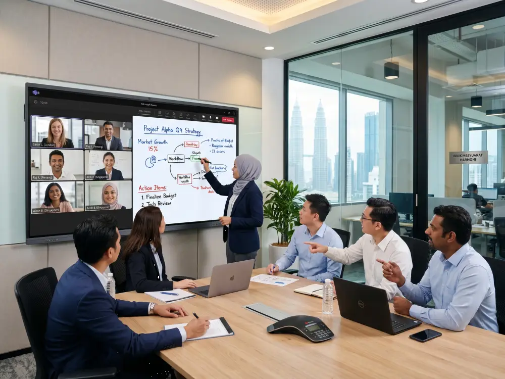 AI Smartboard Malaysia hybrid meeting whiteboard collaboration — Arvia Solutions
