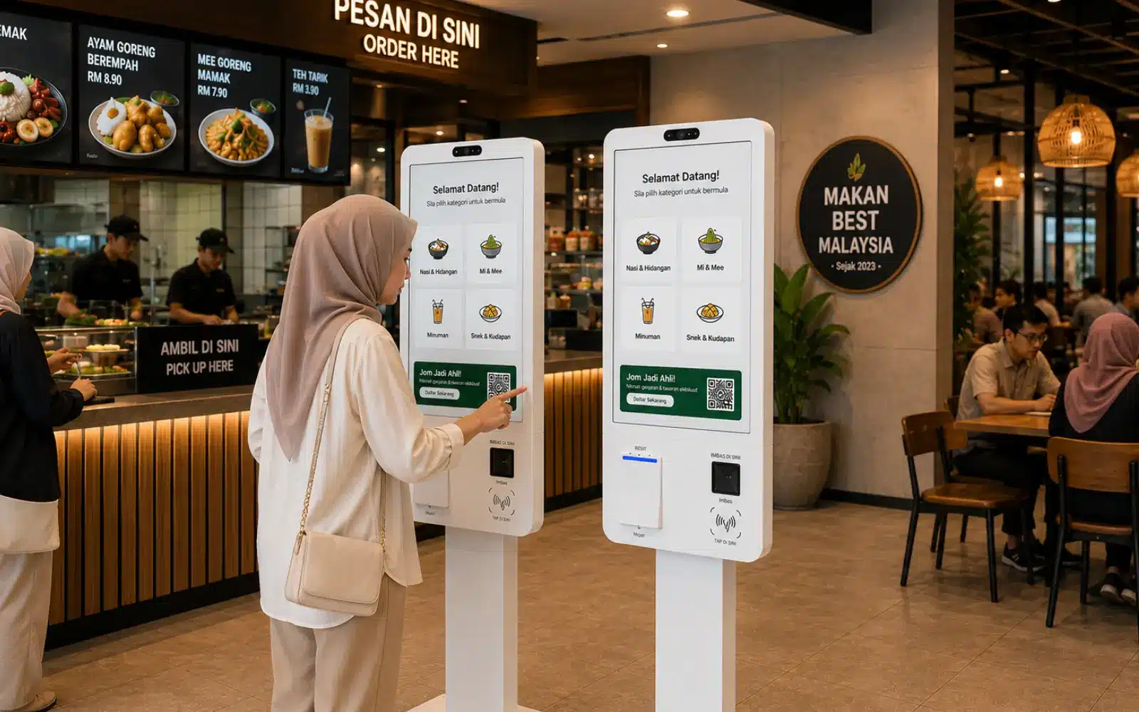 Arvia self-ordering kiosk at Malaysian restaurant