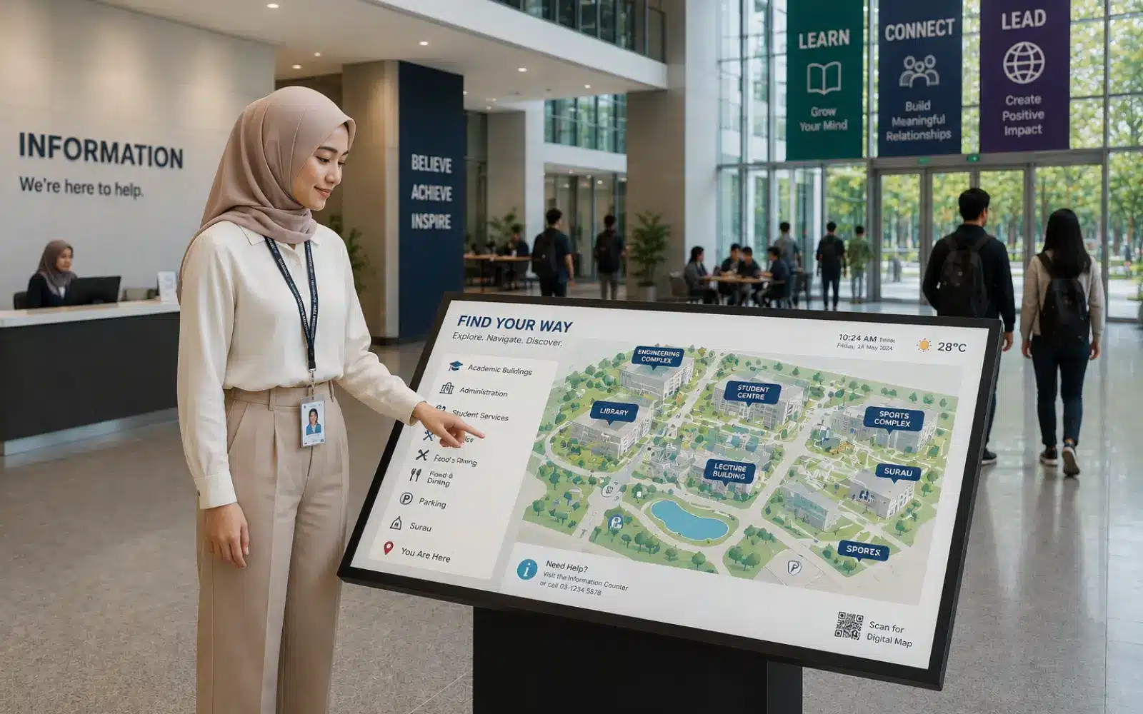 Arvia campus information kiosk at Malaysian university