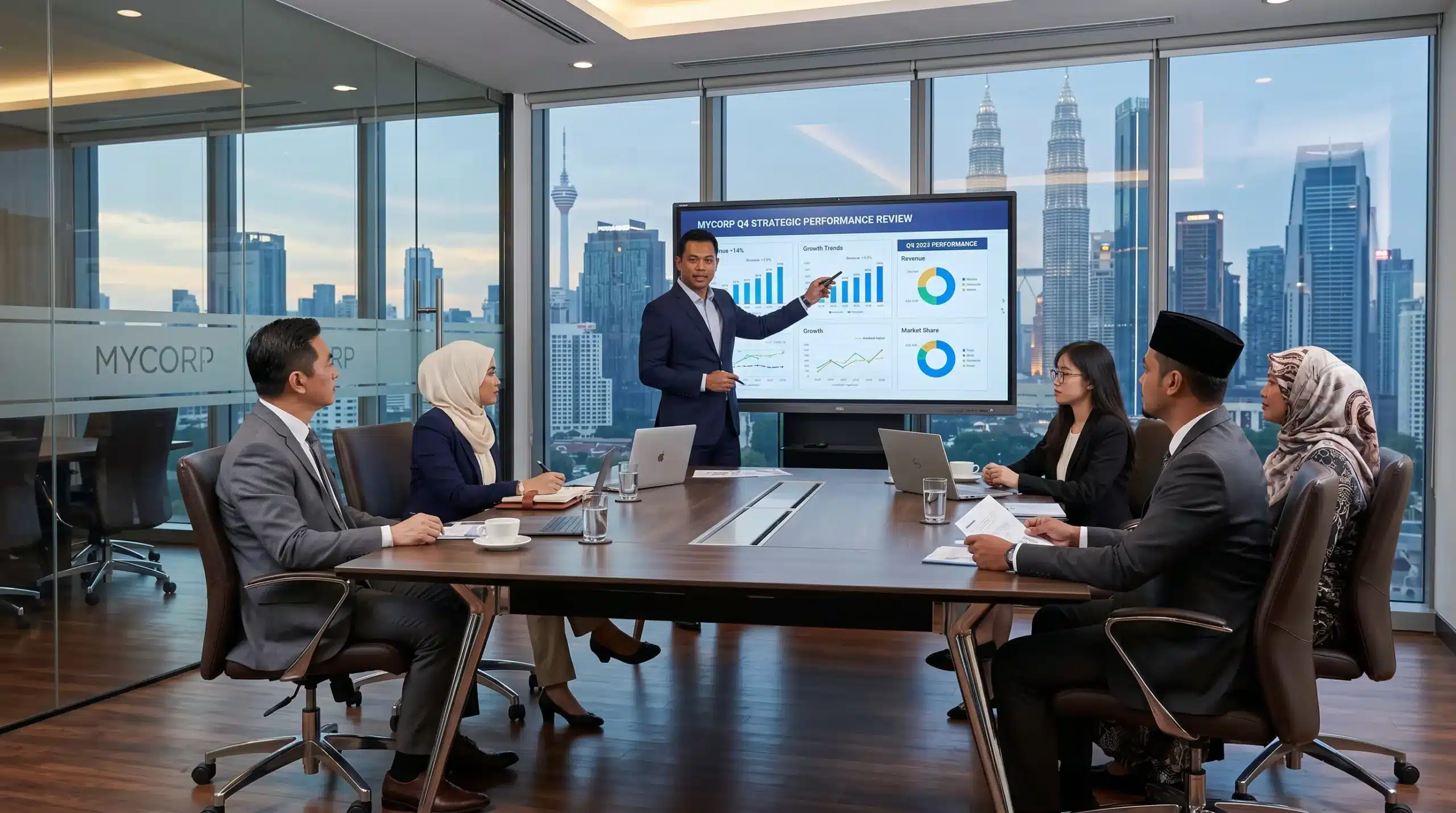 Arvia smartboard enabling productive corporate meetings in modern Malaysian boardroom