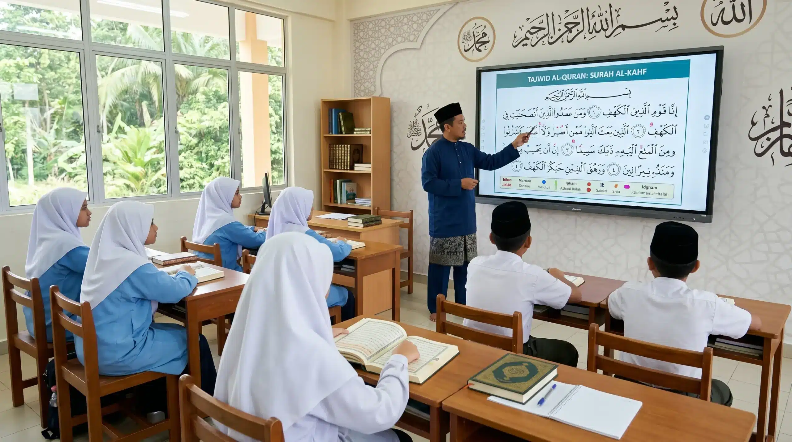 Arvia smartboard supporting Islamic education in Malaysian madrasah with Arabic and Quranic content