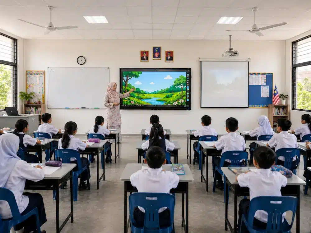 Smartboard vs whiteboard vs projector technology comparison in modern Malaysian classroom