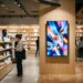 Arvia digital signage screen displaying promotional content in a modern Malaysian retail store