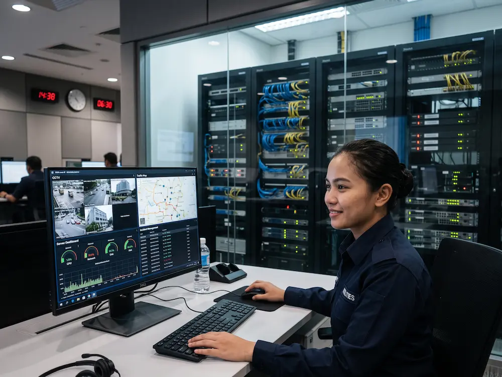 KVM over IP command center in a modern Malaysian control room