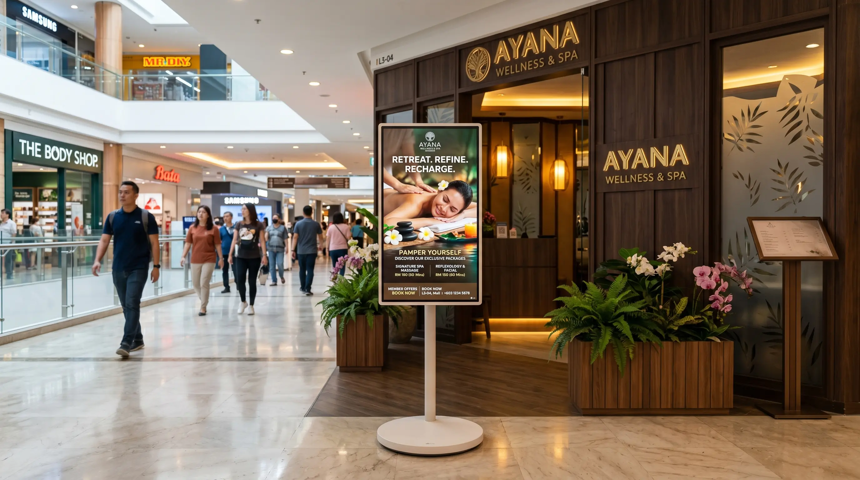 Arvia interactive touchscreen directory kiosk in a Malaysian shopping mall