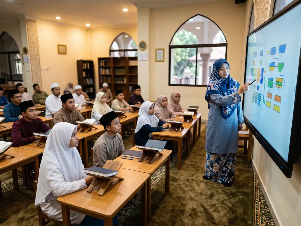 Digital mushaf untuk kelas Al-Quran menggunakan smartboard di masjid