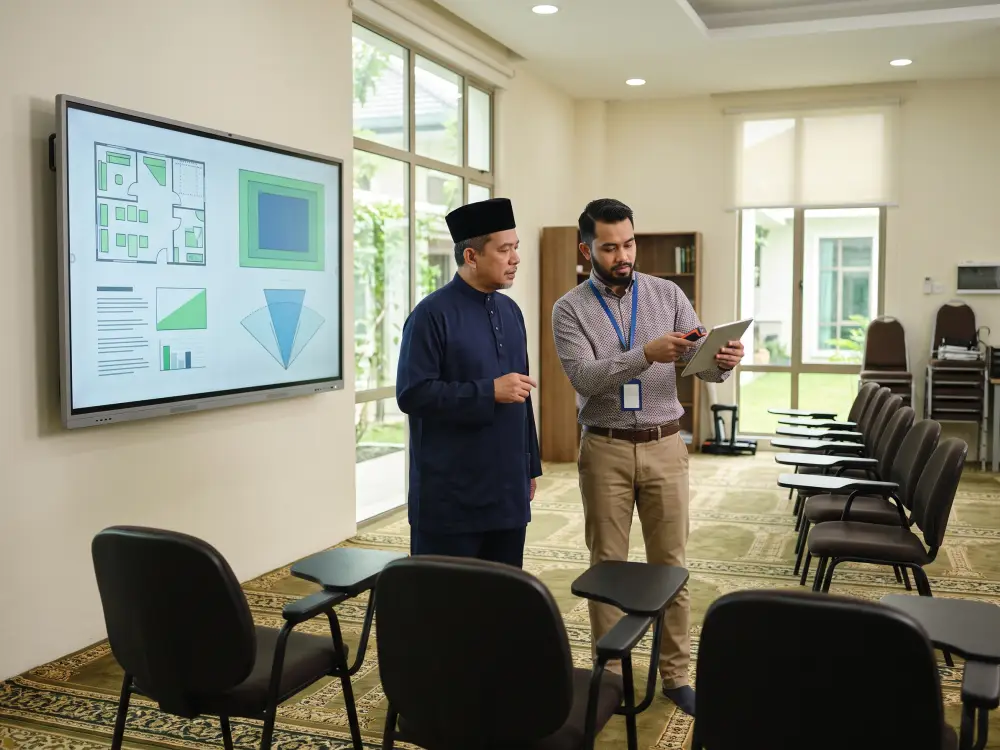 Harga smartboard masjid berdasarkan saiz ruang pemasangan dan keperluan penggunaan