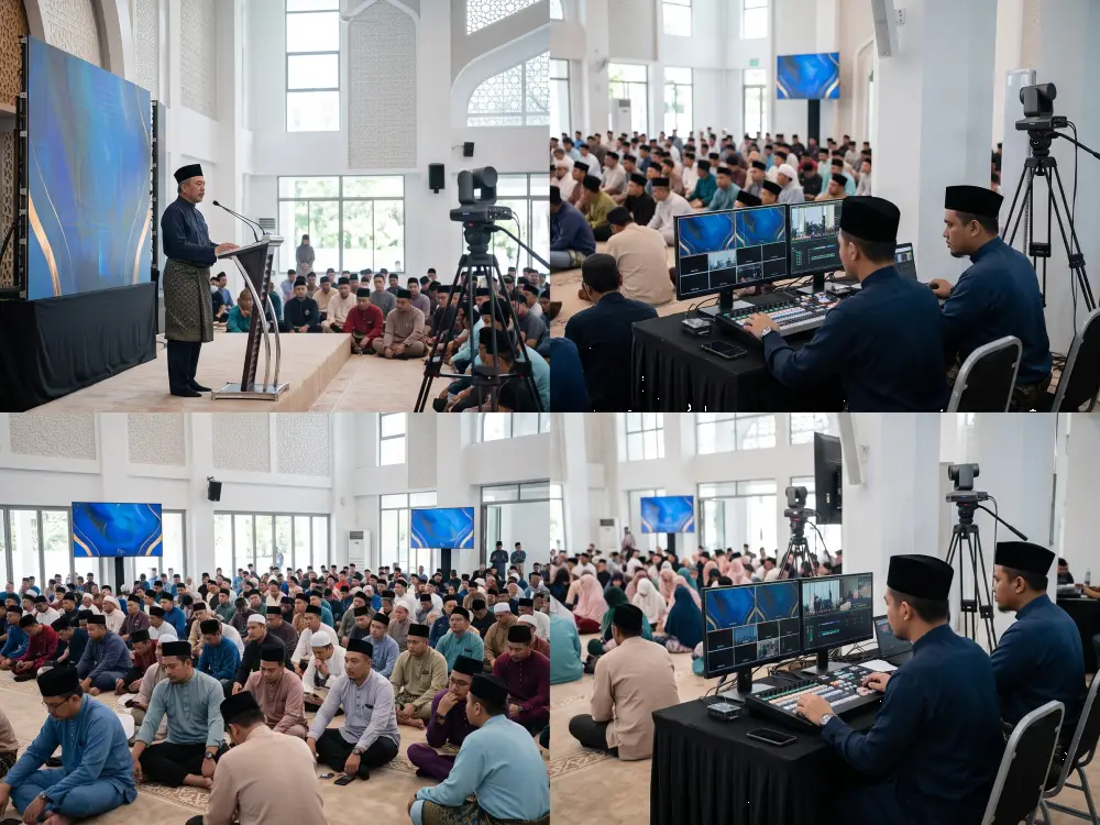 Masjid digital dengan paparan dan sistem produksi acara untuk program komuniti
