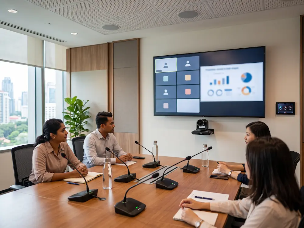 Smart meeting room system with camera and microphone setup in Malaysia
