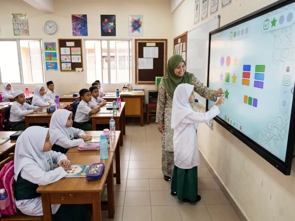 Smartboard untuk sekolah agama bagi aktiviti kelas interaktif dan pembelajaran digital