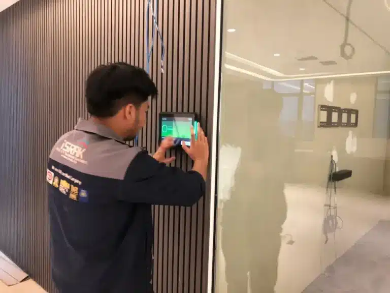 Datamicron 10.1-inch meeting room panel deployment across a modern Malaysian corporate office