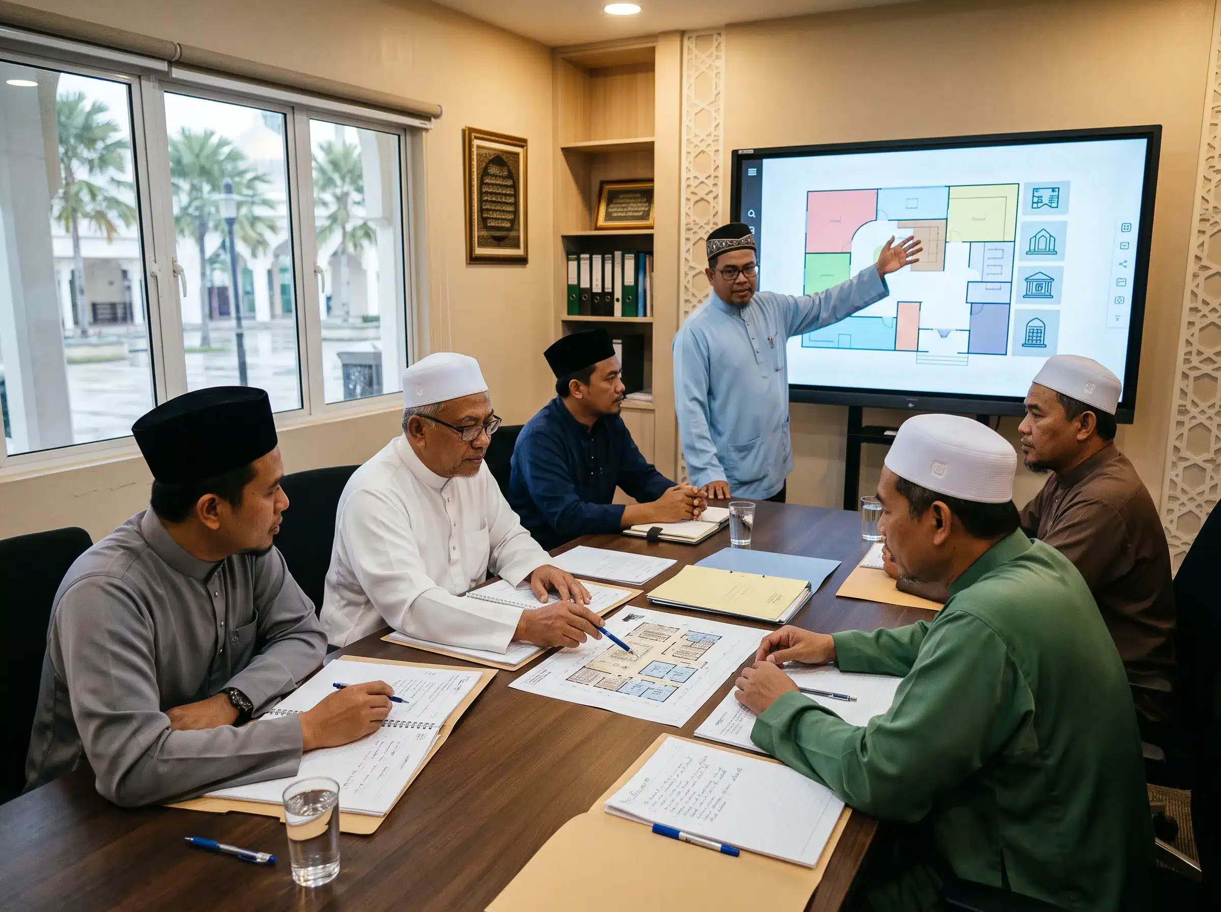 AJK masjid menilai pilihan smartboard untuk bilik kuliah dan mesyuarat