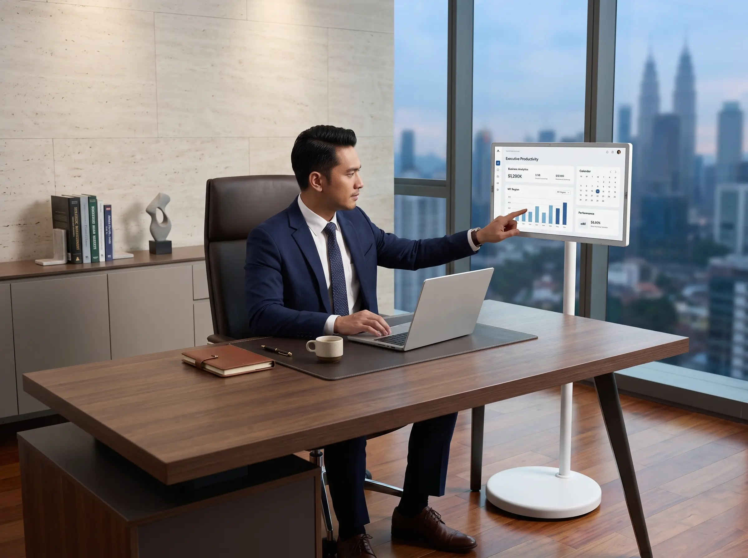 Arvia FlipTouch 24 used in a modern executive workspace in Malaysia