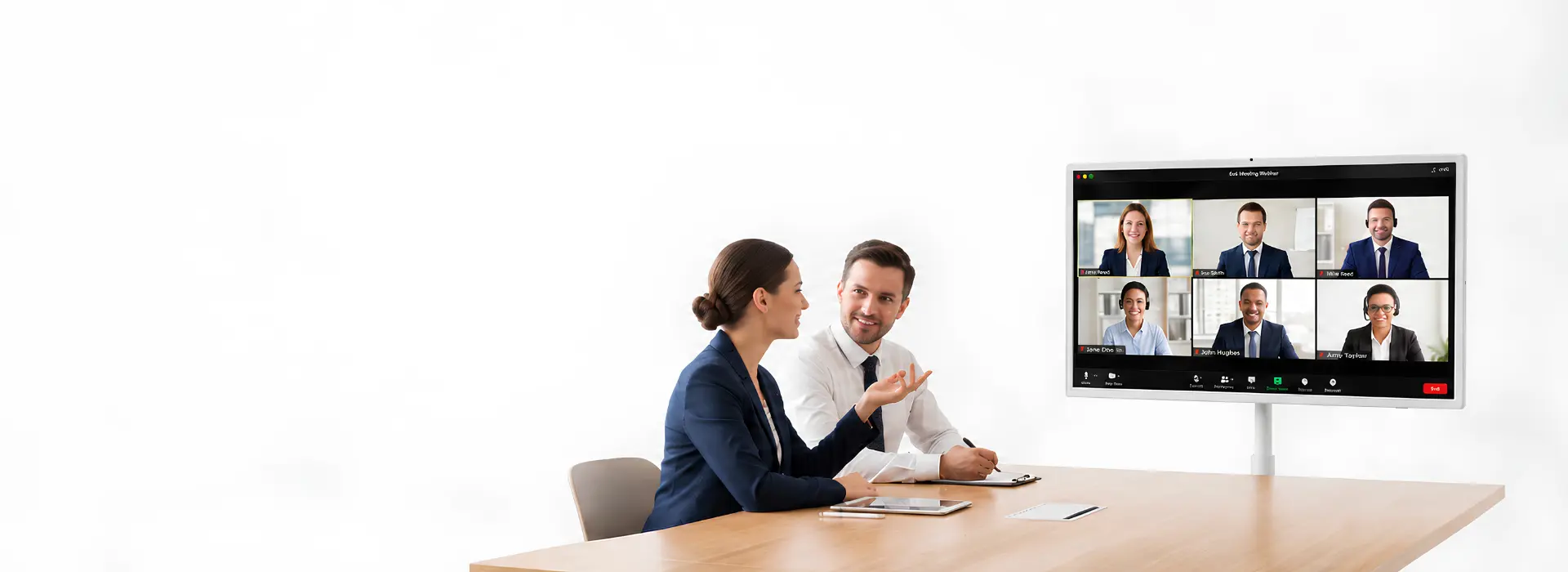 Arvia FlipTouch 32 used for a professional video conference meeting