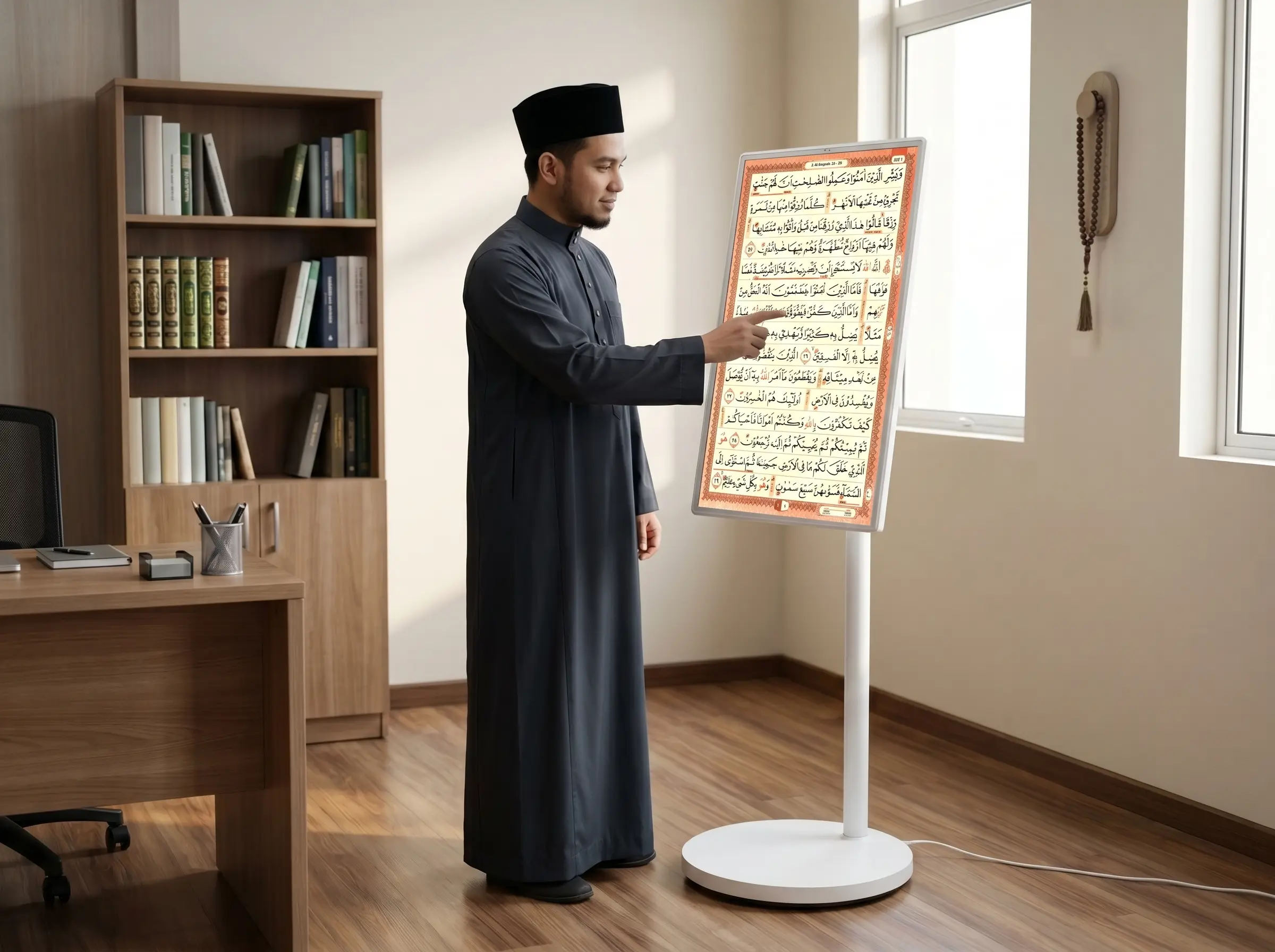 FlipTouch Al-Quran digunakan oleh imam untuk sesi pengajian di masjid Malaysia