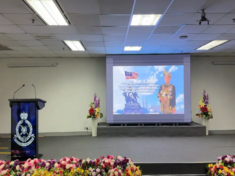 Arvia LED poster display installed in PDRM Bukit Aman hall, brighter alternative to a projector