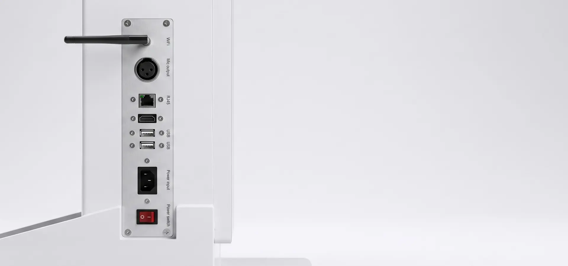 Arvia Smart Podium ARV-SP43 connectivity with HDMI, USB, RJ45, XLR and network ports for professional presentations