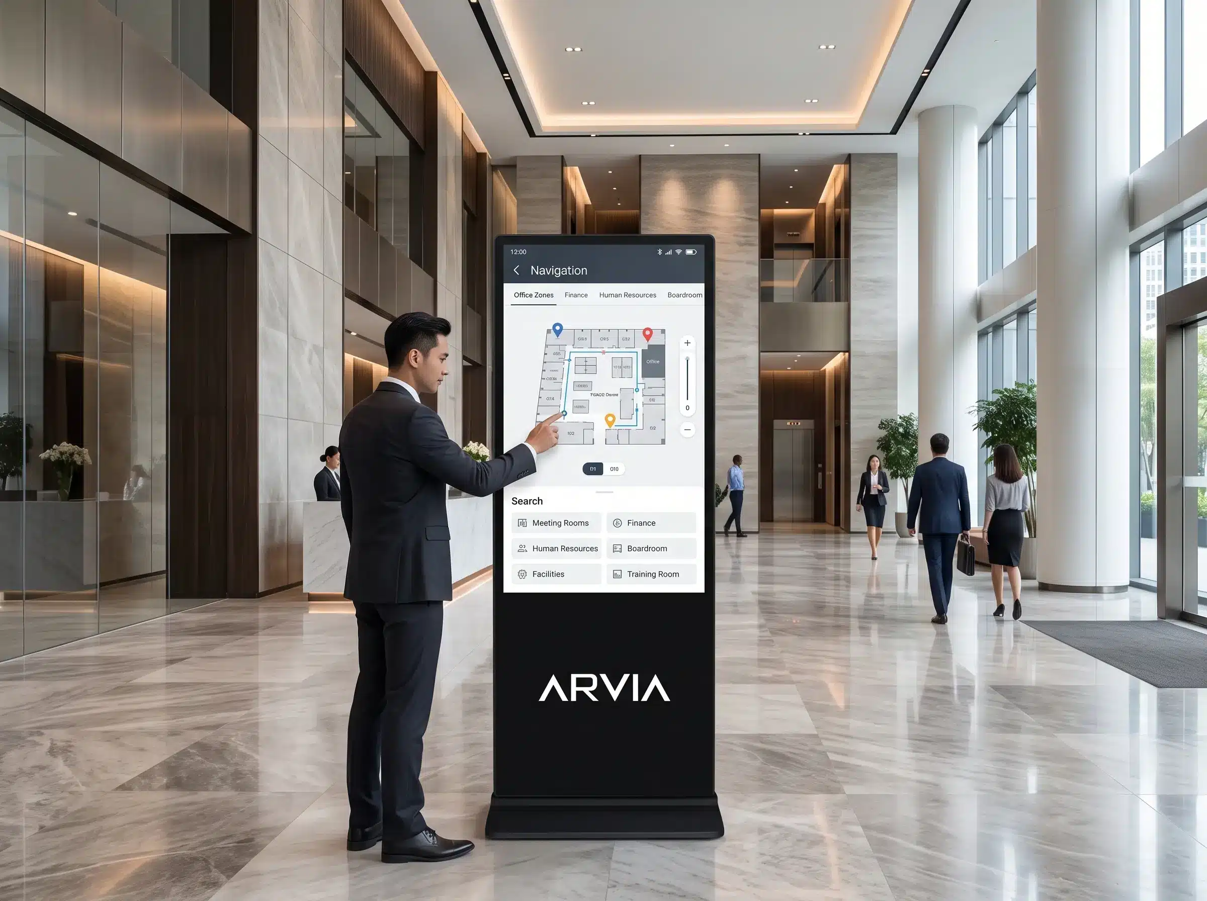 Arvia wayfinding system for corporate building directory in Malaysia