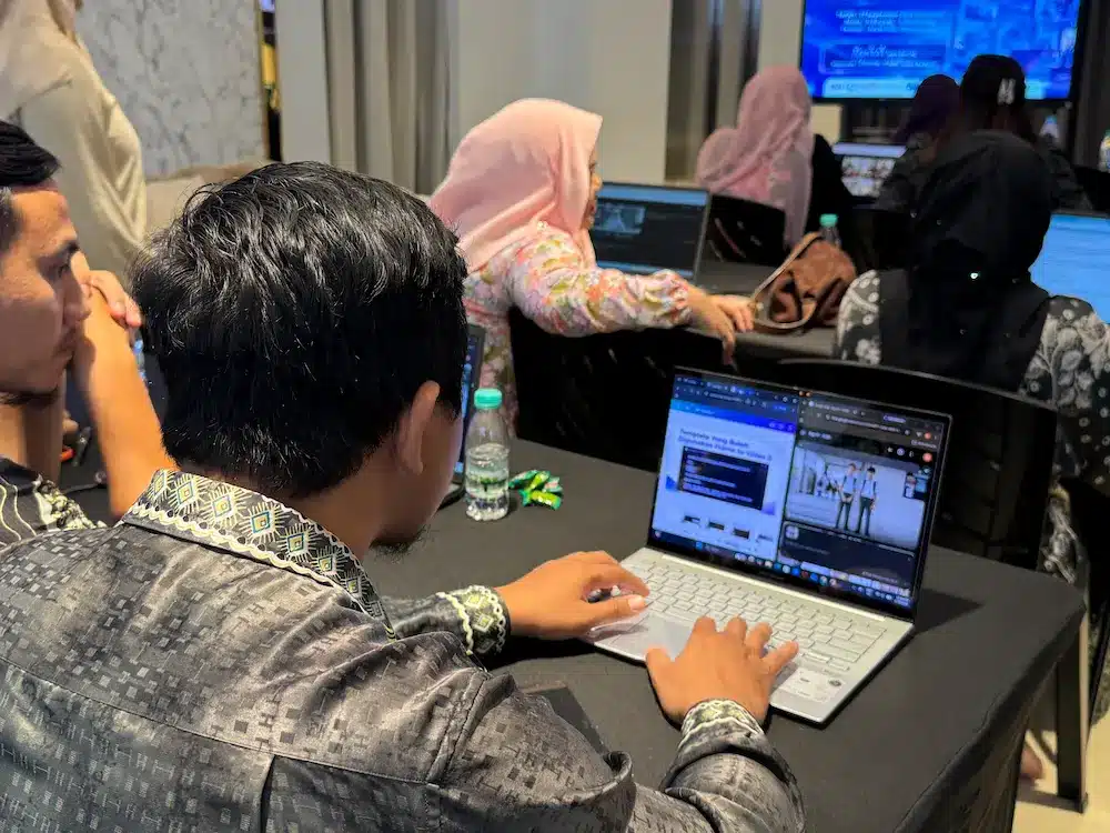 Guru generating an AI image during AI Training Arvia Guru Media STEM workshop at Arvia Hall