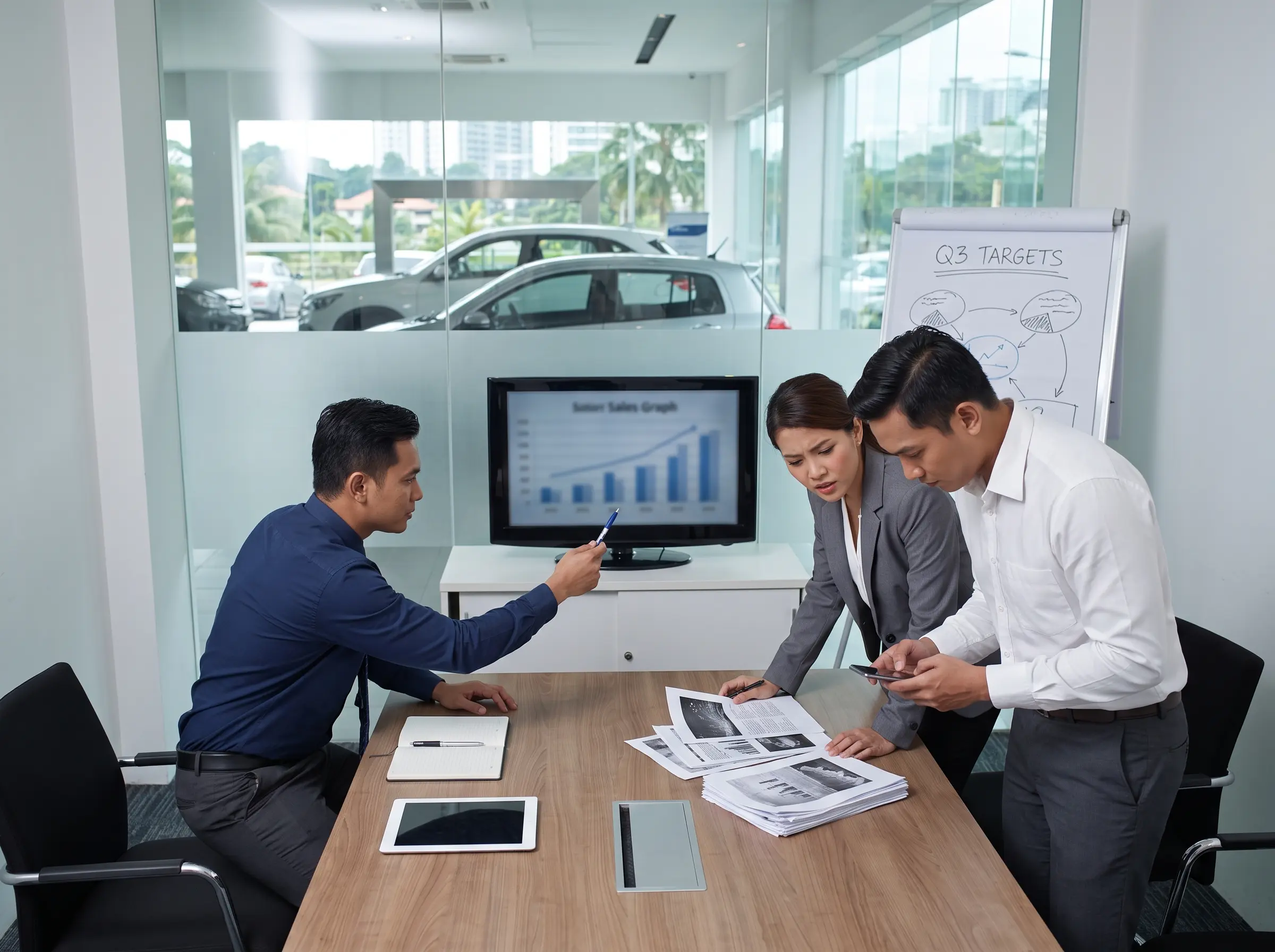 Automotive dealer team during training and meeting session in Malaysia