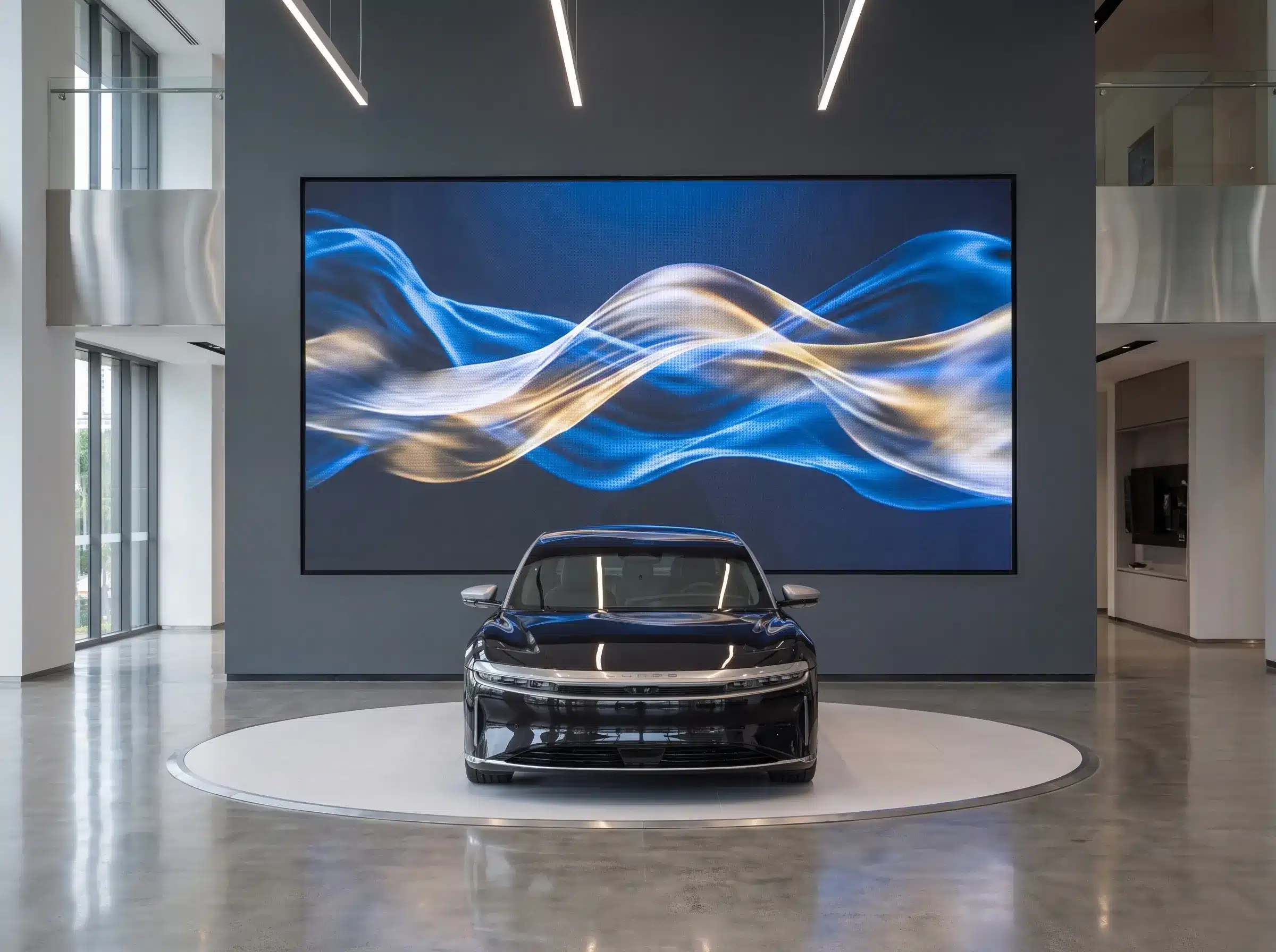 Arvia LED display in a modern automotive showroom