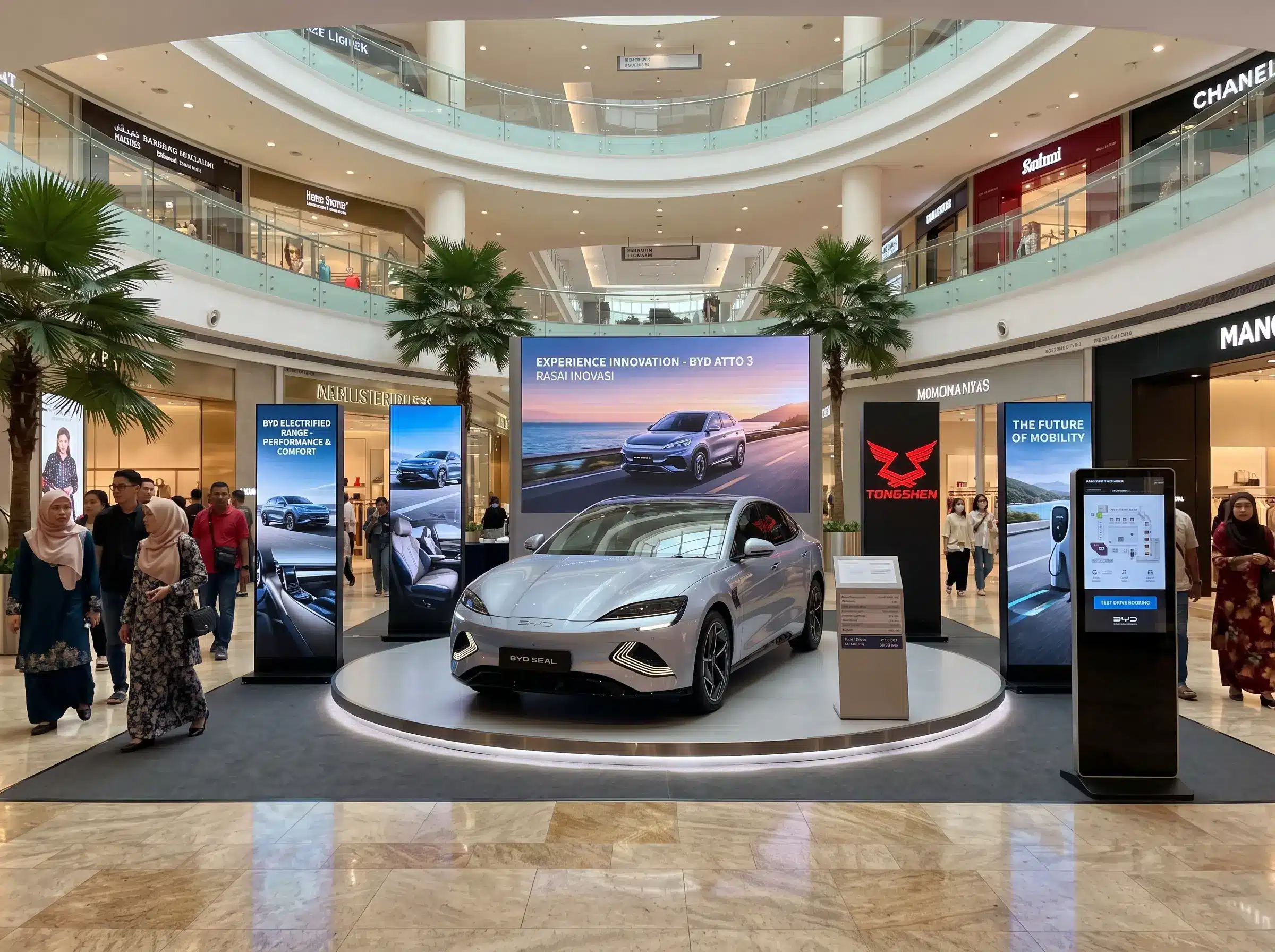 Arvia FlipTouch portable touchscreen display at an automotive event