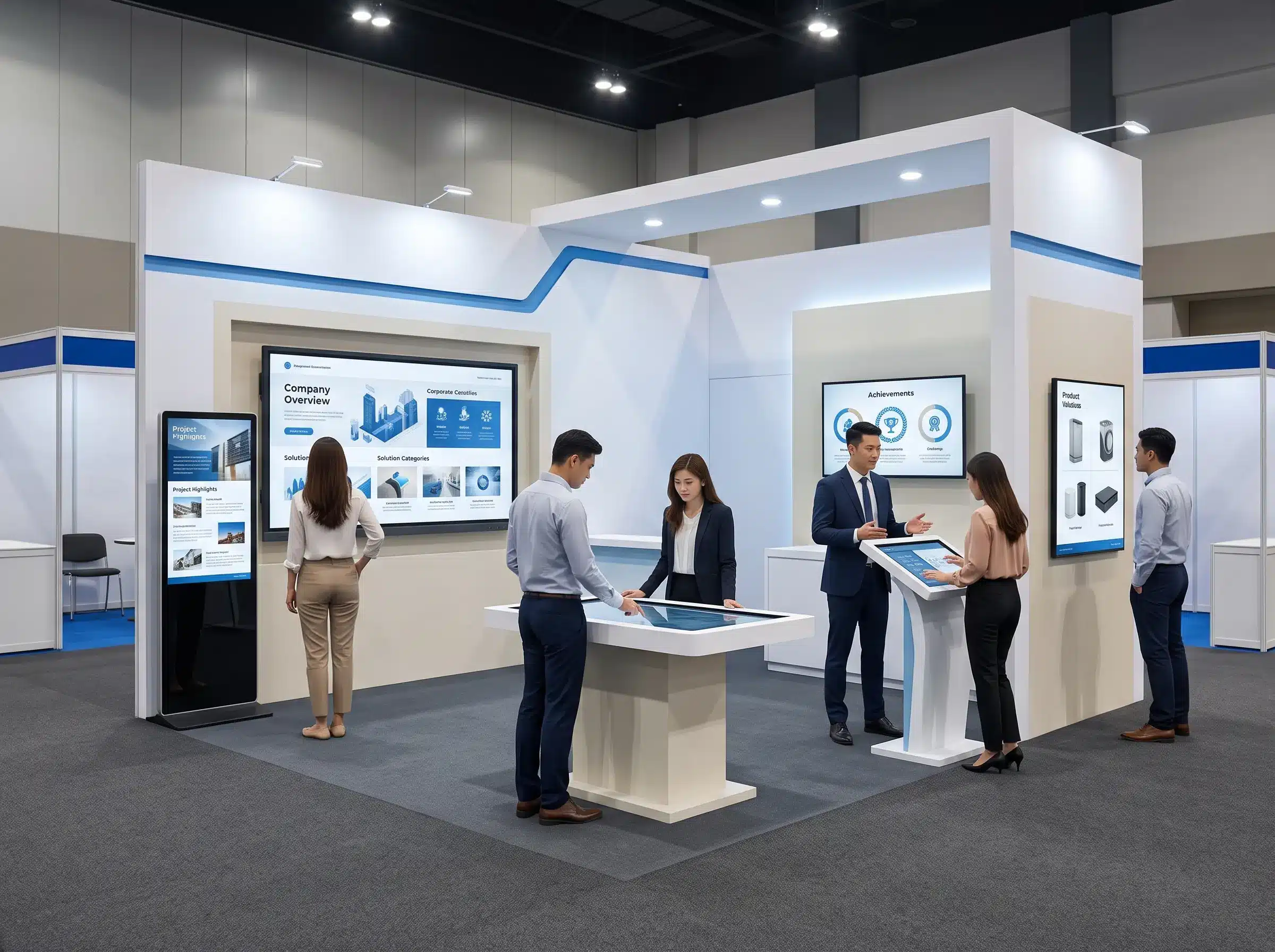 Digital display for company showcase at exhibition booth