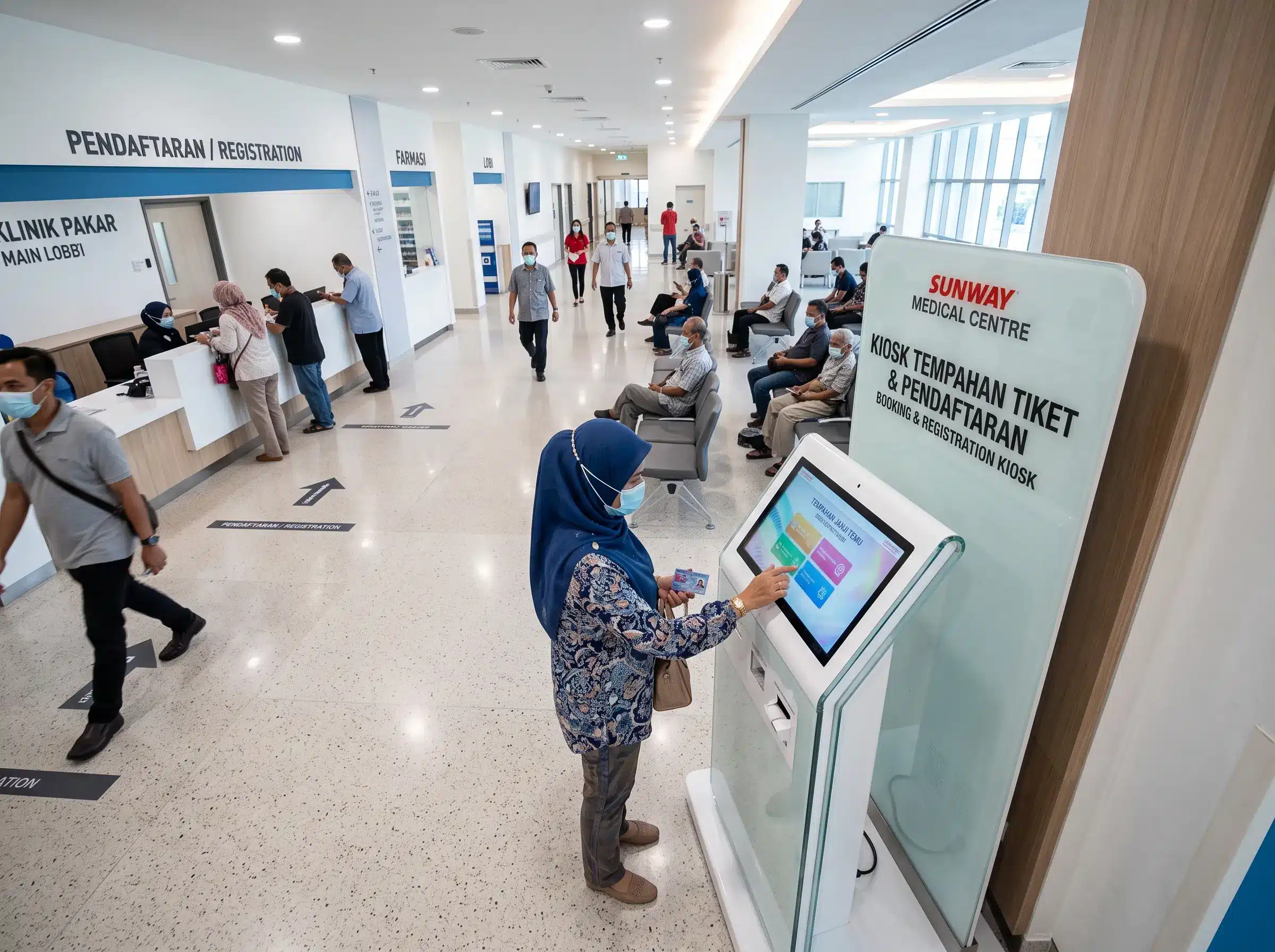 Interactive kiosk hospital untuk pendaftaran pesakit di Malaysia