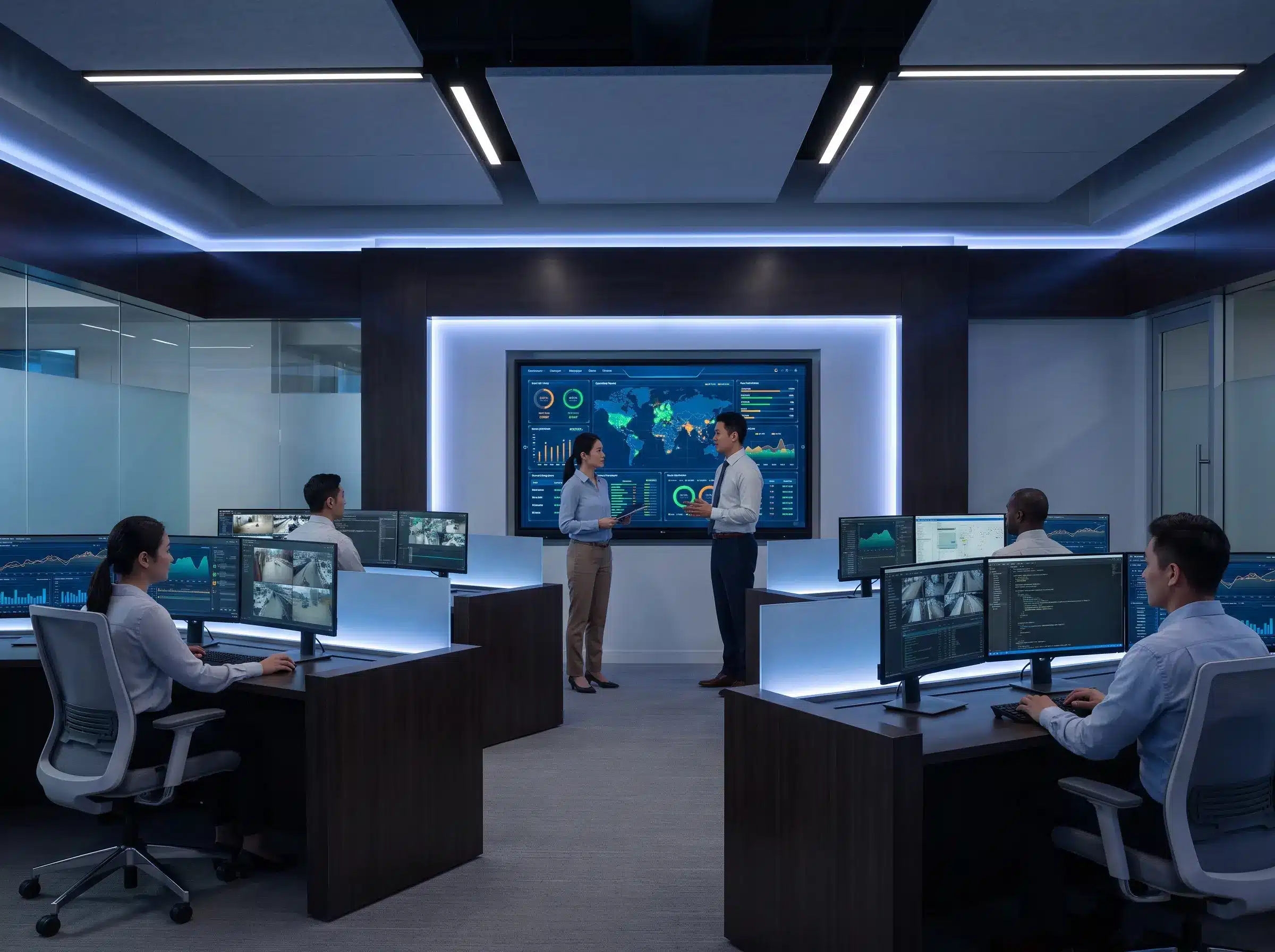 ARV600 interactive smartboard used in a command and control center