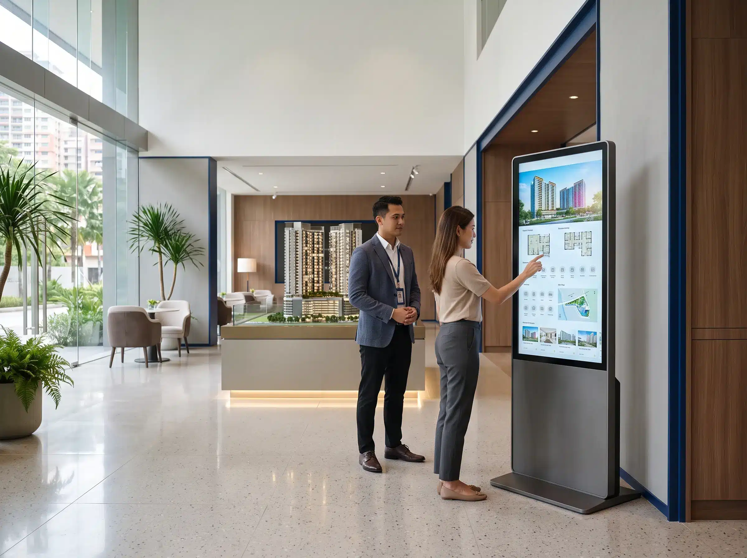 Interactive property kiosk for directories and visitor information in Malaysia