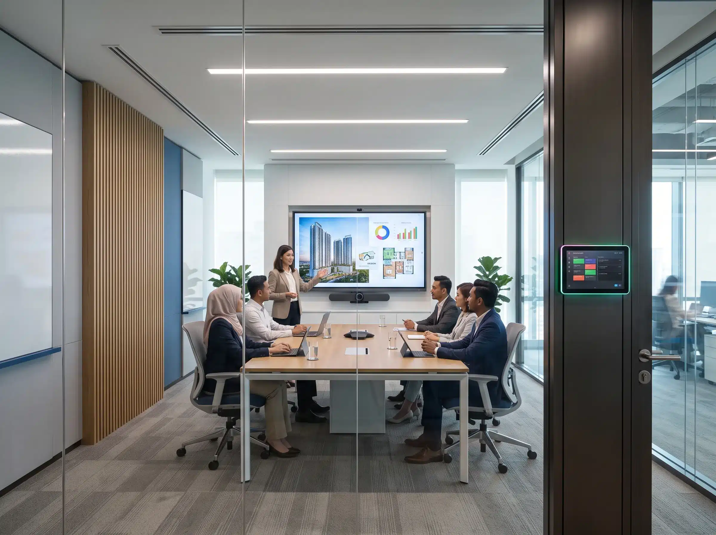 Smart meeting room solution for property management and sales teams