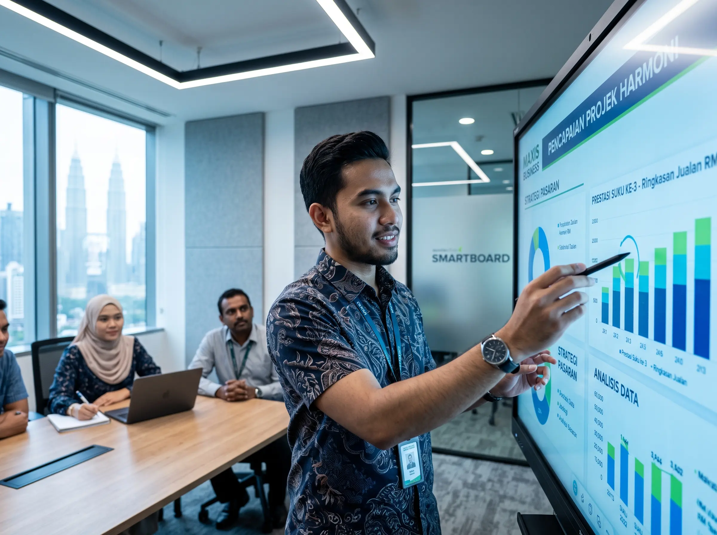 Peserta menggunakan smartboard dalam sesi corporate training hands-on