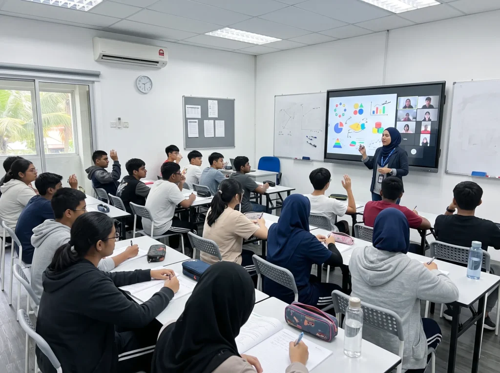 Smartboard tuition centre supporting hybrid learning in Malaysia