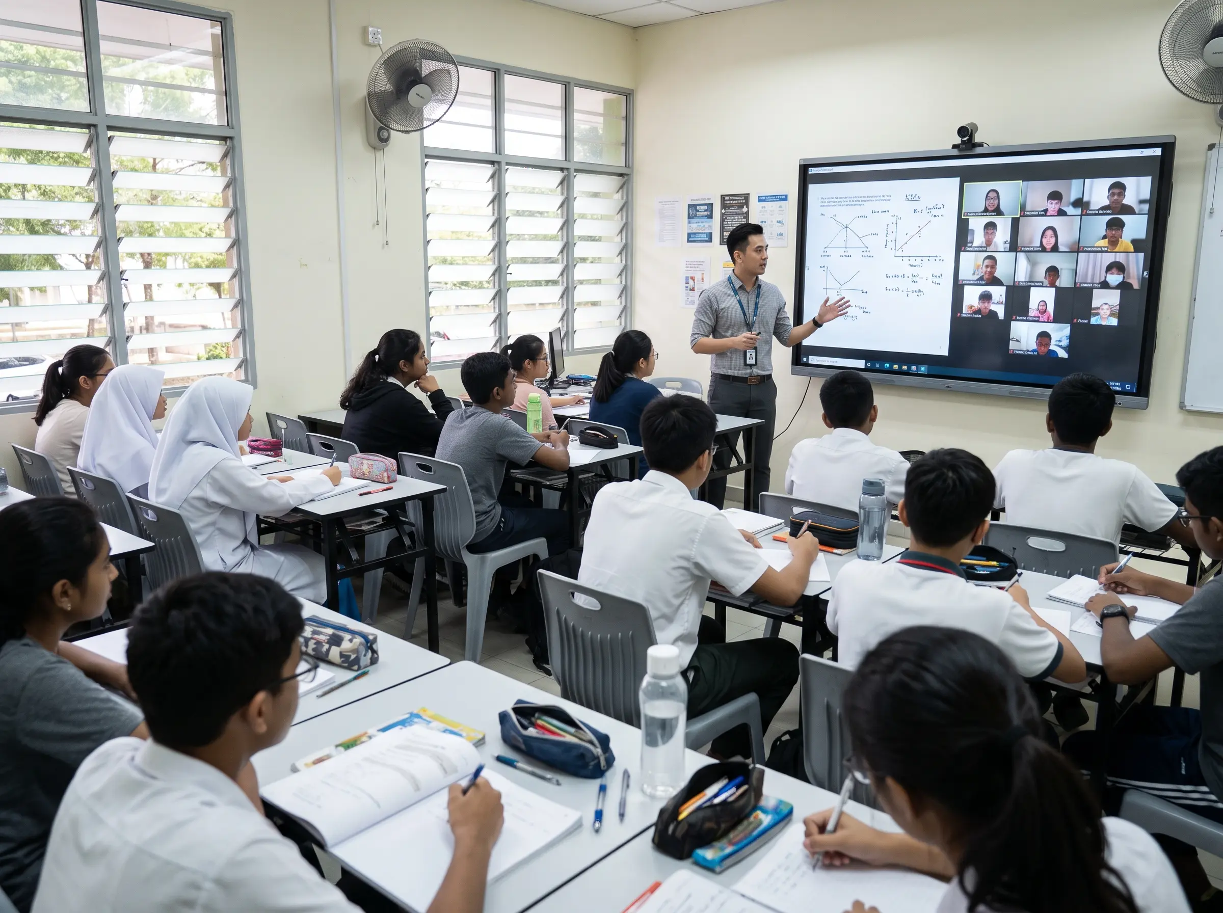 Smartboard tuition centre for hybrid classes in Malaysia